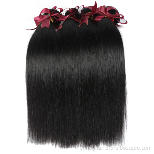Big deal 16 18 20 22 inch Brazilian straight human hair weave,overnight shipping bundles and closure,free weave hair packs